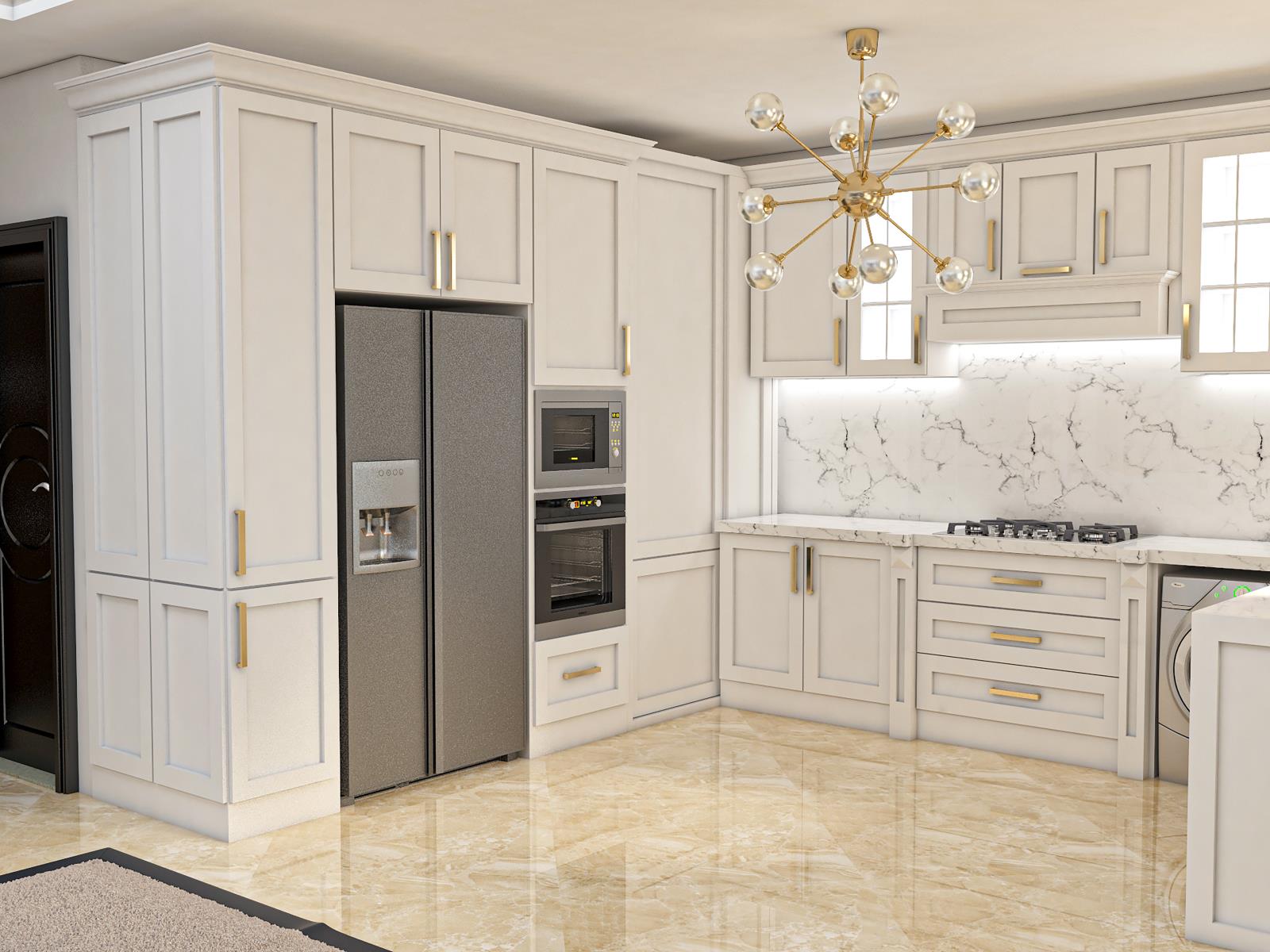 کابینت نئوکلاسیک به رنگ بژ