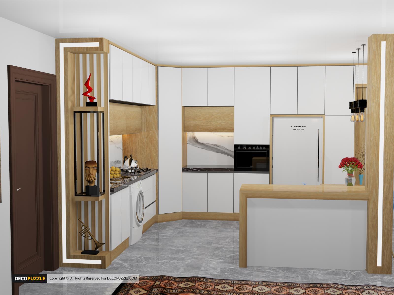 نمایی از ویترین کابینت مدرن