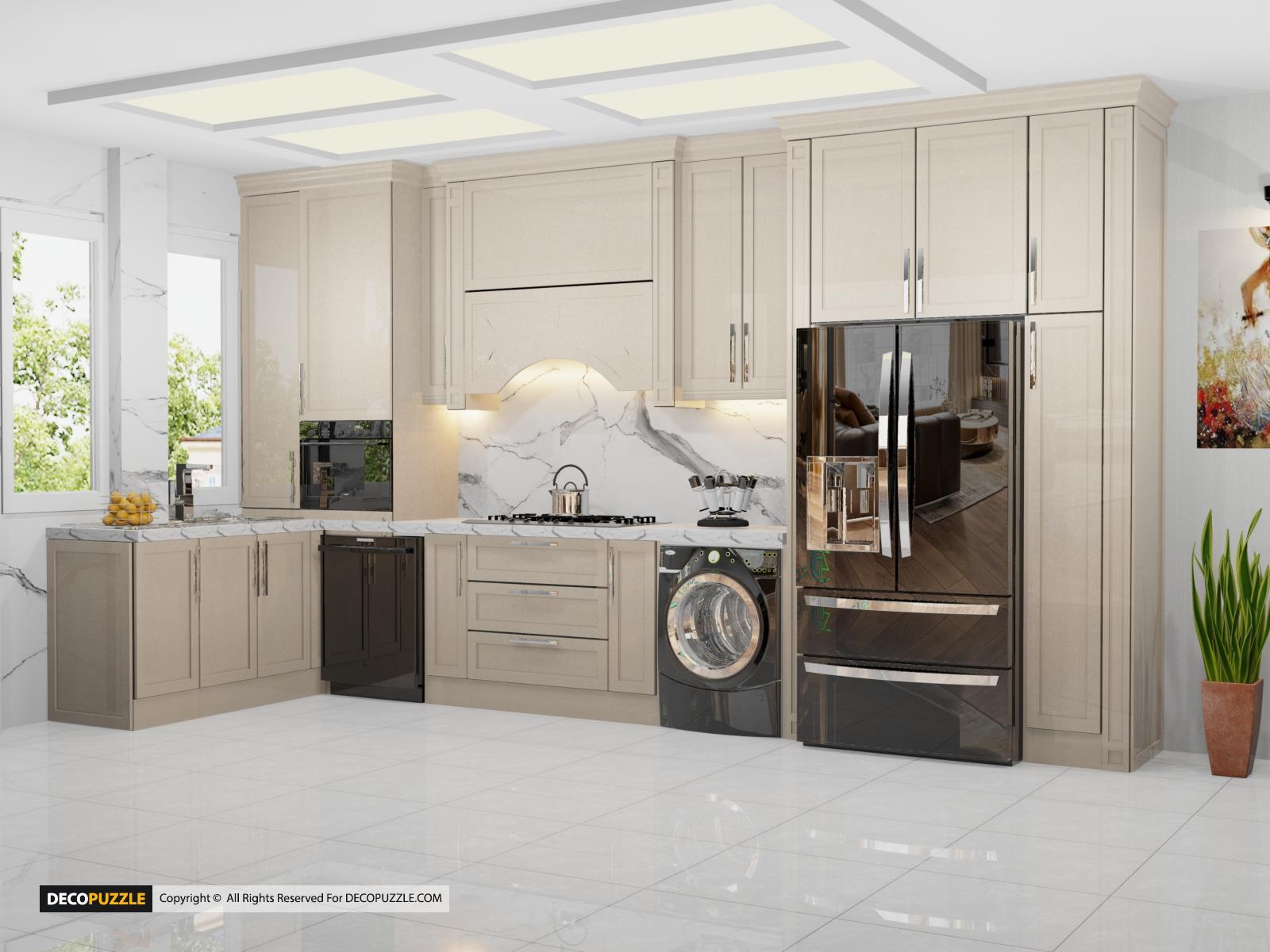 کابینت نئوکلاسیک بژ
