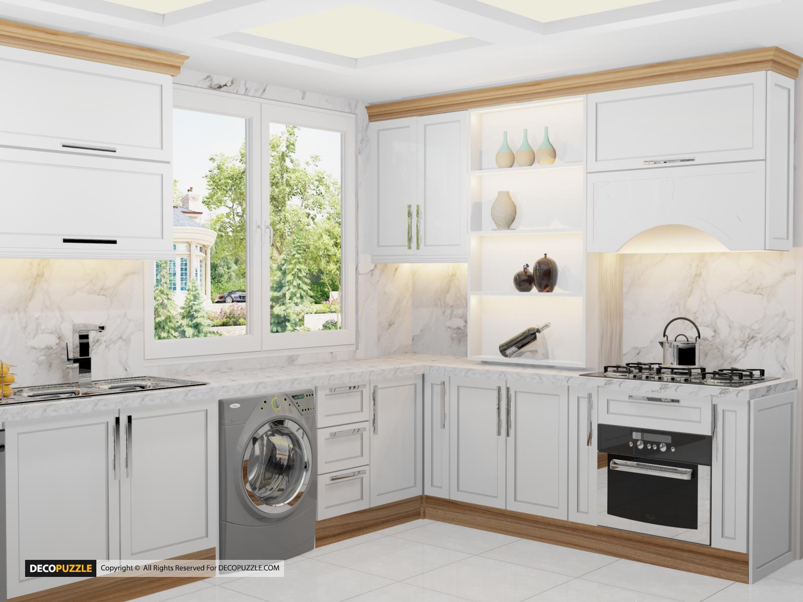 کابینت نئوکلاسیک برای آشپزخانه های نورگیر