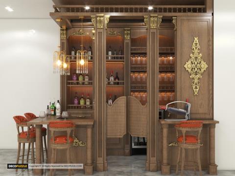 پروژه طراحی کابینت کلاسیک برای دکور کافه در تهران