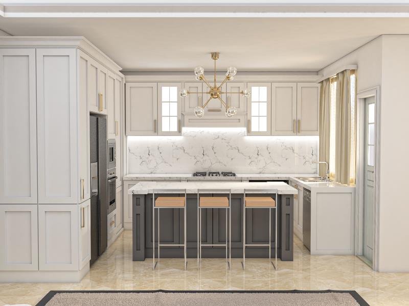 پروژه کابینت نئوکلاسیک با رنگ پلی اورتان استخوانی در یافت آباد