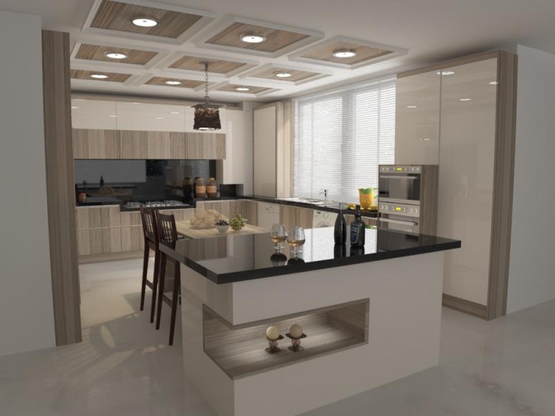 پروژه کابینت مدرن ترکیبی هایگلاس و مات