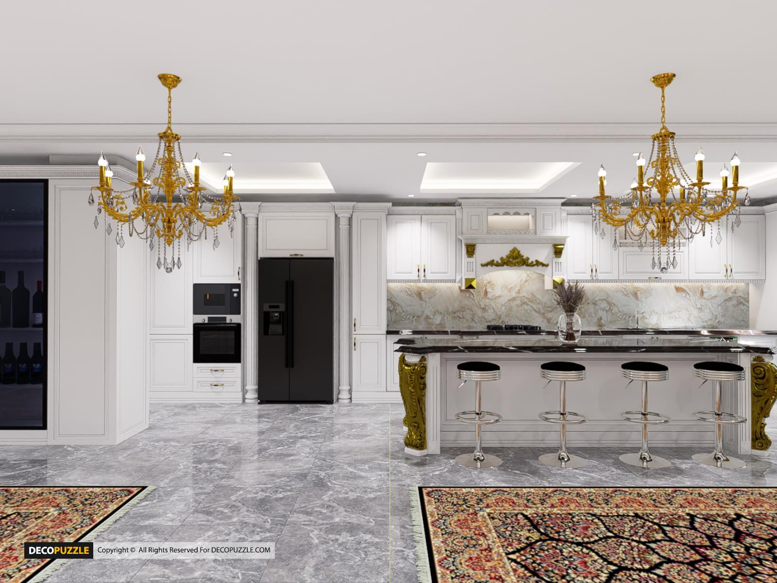 کابینت کلاسیک برای آشپزخانه های بزرگ