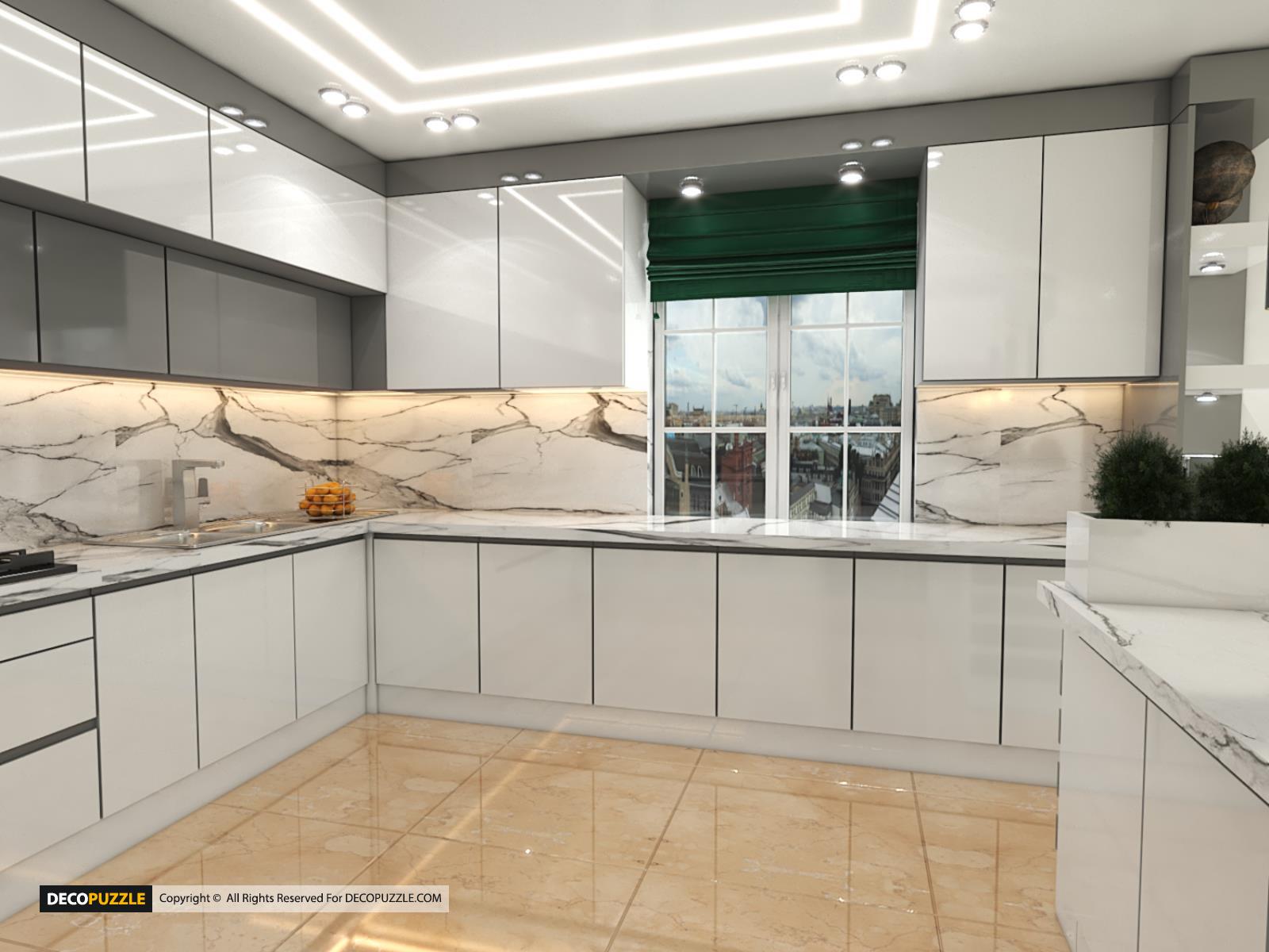 کابینت هایگلاس سفید برای آشپزخانه های نورگیر